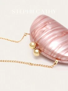 STEPHIECATHY 时尚迷人优雅女士亚克力磁铁闭合新颖造型手拿包适合手机长链斜挎包晚宴包完美适合约会舞会宴会礼物 - 粉色 - 查看 3