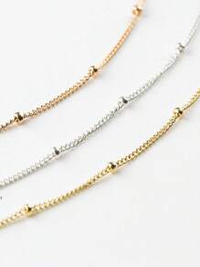 1 pezzo di collana a catena lunga in argento sterling 925 con pendente a sfera laterale, stile clavicola, per abbinamenti quotidiani da donna, lunghezze disponibili 16, 18, 20, 22, 24 pollici, placcata in oro 18k e platino 18k, gioiello regalo ideale