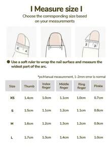 10 件装可爱冰淇淋、法式熊格子、心形手绘日常杏仁形按压式指甲套装 - 彩色 - 查看 9