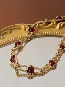 复古 Mireille 珠宝套装包括耳环、戒指、项链，仿古饰面，电镀 - 做舊金 - 查看 10