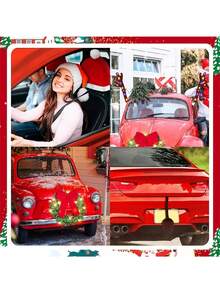 4 件装圣诞老人帽汽车座椅头枕套，可爱的汽车内饰装饰，实用的汽车圣诞装饰，适用于大多数汽车头枕（红色 4 件） - 4件 - 查看 7