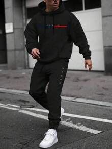 Paris Cold Weather Blouse Kit, Kangaroo Sports Jacket With Pocket, Classic Hooded Sweatshirt + Paris Pants, Men's And Women's Coat, Fashion - màu đen - Xem 2