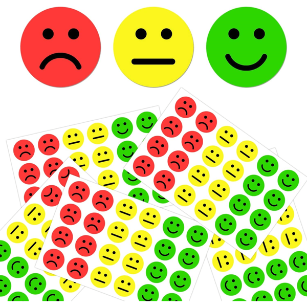 480 piezas de pegatinas de estados de ánimo, pegatinas feliz-triste, pegatinas, pegatinas rojo-amarillo-verde, 2,5 cm, adecuadas para diarios