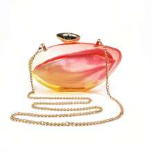 Clutch in acrilico trasparente, borse da sera alla moda con catena in oro rimovibile per donne, clutch da sera rosa trasparente e scintillante, perfetta per matrimoni, feste, balli di fine anno e regali