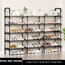 1 pieza Estantería para zapatos de múltiples niveles, estantería para zapatos independiente, fácil de ensamblar, organizador de zapatos para casa de alquiler, entrada, pasillo, dormitorio, baño, oficina, sala de estar - Negro - Ver 21