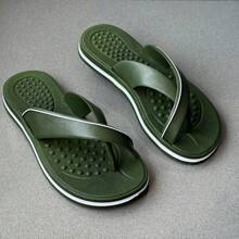 New Comfort Papete Flip-Flop Sandal With Crossover Strap - xanh quân đội - Xem 4