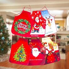 Christmas Apron With Cartoon Print, Adjustable Strap Home Kitchen Cooking Party Supplies - Multicolor - View 4