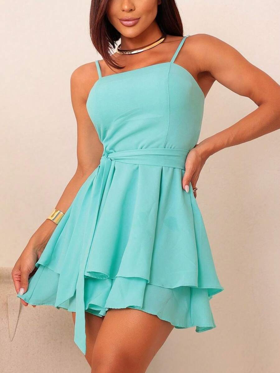 Duna Women's Plain Jumpsuit With Bow Women's Fashion - Bể bơi xanh - Xem 1