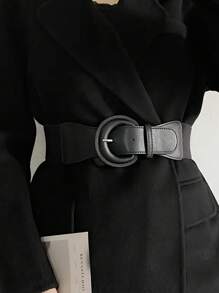 1 chiếc thắt lưng co giãn cho nữ, đai thắt lưng thời trang có thể điều chỉnh cho bộ vest, áo khoác, váy - màu đen - Xem 7