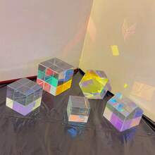 Glass Optical Prism Refraction Kaleidoscope Sunlight Catcher Cuboid Multi-Facet Pendant Necklace Decor For Window Sill Desk - AB - View 6