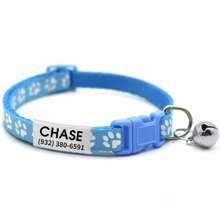 个性化反光猫项圈，带铃铛，宠物小猫项圈，带猫爪印和宠物吊坠，可定制刻字宠物名字猫咪身份牌吊坠 - 送给您爱宠的完美礼物！装饰性强，可刻字，不锈钢材质，时尚简约，可爱俏皮，色彩缤纷，独一无二，可定制圣诞装饰，珍藏品，个性化小号猫牌，个性化猫项圈，适合圣诞节、乔迁之喜、秋冬季节，装饰性强，可刻字，时尚俏皮，可定制，独一无二，可定制，个性化宠物，定制宠物项圈、牵引绳和胸背带，本地潮流，宠物用品，2025万圣节配饰，个性化猫狗幼犬宠物身份牌吊坠 - 彩色 - 查看 24