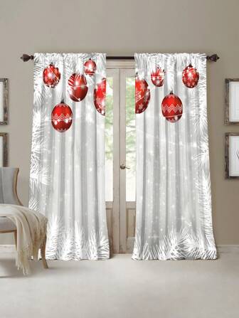 2pcs Christmas Colorful Christmas Tree Print Curtains, Modern Fashion Home Decor Hanging Curtains, Suitable For All Seasons Including Christmas And Daily Use