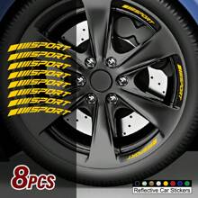 8 miếng/bộ Miếng dán vành bánh xe ô tô phản quang thể thao bằng nhựa vinyl có sọc đánh dấu gạch ngang Miếng dán vành bánh xe đua - Một cỡ - Xem 9