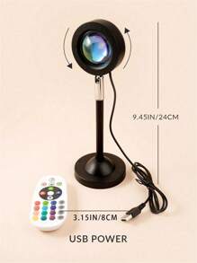 1 pieza Lámpara proyector de atardecer de 16 colores con control remoto y alimentación USB - 4 ajustes de modo, para fotografía, selfie, fiesta, decoración del hogar - excelente regalo para mujeres, niñas, bodas, Halloween, Navidad