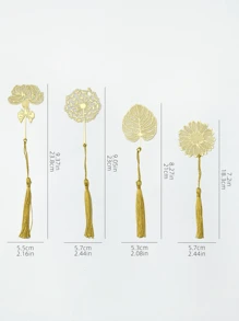 1PC Metal Bookmarks With Tassel, Beautiful Hollow Metal Brass Bookmark, Metal Leaf Flower Bookmarks, For Book Lovers, Writers, Readers, Teens, Men, Women, Adults, A Must-Have For Back-To-School Season - Gold - View 7