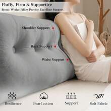 1pc Triangular Headboard Pillows Twin/Queen/King Size Head Roll Pillow Bed Wedge Pillow Large Bolster Bed Rest Reading Pillows Backrest Positioning Support Pillows With Side Pockets Bolster Cushion - 灰色 - 查看 2