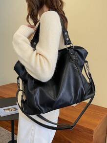 Túi Tote thời trang dung tích lớn, Túi đeo chéo PU cổ điển dùng cho trường học, du lịch, mua sắm, hẹn hò, quà tặng cho nữ Túi Tote màu trơn, Túi đeo vai dung tích lớn, Túi xách thời trang đi làm, đi học, mua sắm, Túi công sở thời trang thường ngày dành cho nữ, Hoàn hảo cho văn phòng, kinh doanh và công việc, Túi đi học, Dung tích lớn, Di động, Dành cho nữ sinh viên đại học, Hoàn hảo cho văn phòng, đại học, trung học cơ sở, trung học phổ thông, công việc, kinh doanh, đi làm, văn phòng, Túi Tote dành cho nữ - màu đen - Xem 1