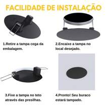 Blind Cover Round Mirror Recessed Plate For Ceiling Lamp Cutout - ARTBOX3D - 黑色 - 查看 4