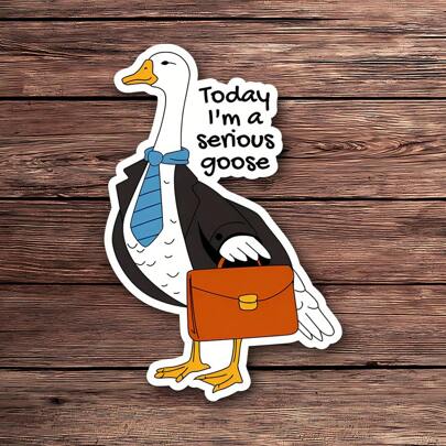 1 Stück Aufkleber mit ernsthafter Gans, lustiger wasserfester Vinyl Aufkleber für Laptops, Wasserflaschen und Büro | Spaßiger Gänse Aufkleber, Büro Humor | langanhaltend wasserfester Gänse Aufkleber für Laptops, Hydroflaschen, Tassen, Notizbücher, Autos und mehr | Perfektes Geschenk für Freunde, Kollegen