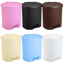 Trash Can 6 Liters With Pedal Rattan Bathroom Office Kitchen Bedroom