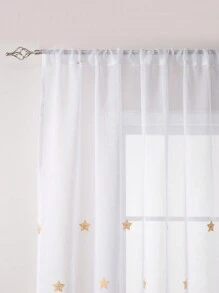 1pc Christmas Sled Embroidered Curtain, Christmas Theme Embroidered Curtain, Suitable For Christmas Party, Home Living Room Kitchen Bedroom Decor - متعدد الألوان - مشاهدة 7