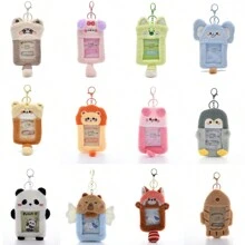 1pc Super Cute Furry Transparent Cartoon Card Holder, Ins Style Cartoon Plush Card Holder, Three Inch Photo Star Card Display Pendant, Multifunctional Id Card, Work Card, Student Card, Teacher Card, Medical Chest Card Available School Supplies,Back To School