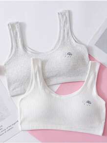 无缝少女内衣，适合青春期前女孩，防擦伤，初中和高中女生运动胸罩 - 彩色 - 查看 3