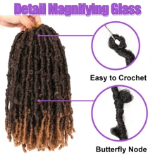 Tóc móc Butterfly Locs 10/12/14 inch, 1/6 gói, tóc móc Butterfly Locs đã được uốn sẵn, tóc móc giả Butterfly Locs cũ, tóc móc cho phụ nữ, tóc móc mềm (T27) - Tóc vàng ombre - Xem 5