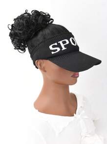 短卷合成纖維髮髻 - 黑色 - 查看 2