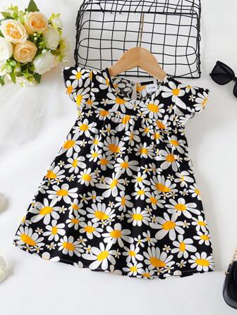 Baby Girl Flower Dress Baby Cap Sleeves Fashion Cute Princess Dress