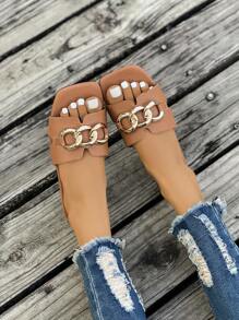 (Szerokie dopasowanie) Sandały z kwadratowym noskiem i klamrą, nowe letnie swobodne, outdoorowe, antypoślizgowe, płaskie, francuskie, modne kapcie dla kobiet, Ins Viral