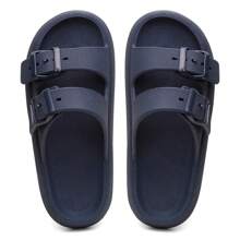 Men's Cloud Flip Flops Slide Sandal Two Straps Comfortable Birken Buckle - Navy Blue - View 4