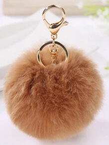 1pc Multicolour 8cm Fluffy Fur Ball Pom Pom Keychains, Soft Faux Fur-Like Ball Car Keyring, Car Keyring Key Holder Women Bag Pendant, Bag Accessories, Back To School Gifts (Please Note That The Keychain Is Fluffy And Can Be Rearranged To Look The Same As In The Picture Upon Receipt)
