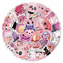 51 张儿童粉色万圣节贴纸，酷炫恐怖万圣节贴纸，适用于青少年女孩成人水瓶、滑板、手机、笔记本电脑、自行车、旅行箱（粉色万圣节） - 彩色 - 查看 1