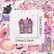 51 张儿童粉色万圣节贴纸，酷炫恐怖万圣节贴纸，适用于青少年女孩成人水瓶、滑板、手机、笔记本电脑、自行车、旅行箱（粉色万圣节） - 彩色 - 查看 2