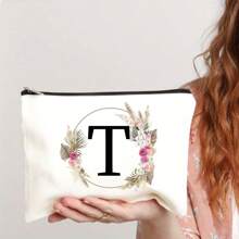 Bolsa de maquiagem com estampa floral e de letras chique de outono - Bolsa de cosméticos de lona reutilizável e moderna com grande capacidade Bolsa de armazenamento de viagem para mulheres Bolsas de grife, bolsa de cosméticos de viagem portátil personalizada com zíper, ideal para bolsa de festa de casamento e presente feminino, bolsa de papelaria escolar, presente de festa Bolsa de maquiagem para itens essenciais de viagem Bolsas de maquiagem Organizador de maquiagem Organizador de maquiagem Armazenamento de maquiagem Bolsa de maquiagem Bolsa de maquiagem - Branco - Ver 33