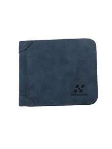 1个男士哑光皮革三折钱包，复古竖款钱包，带卡槽，男士必备礼物 - 藍色 - 查看 4