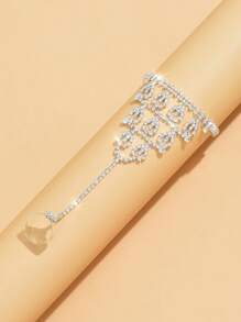1個歐美風格鑽石手鏈戒指,婚禮婚紗配飾 - 銀色 - 查看 7