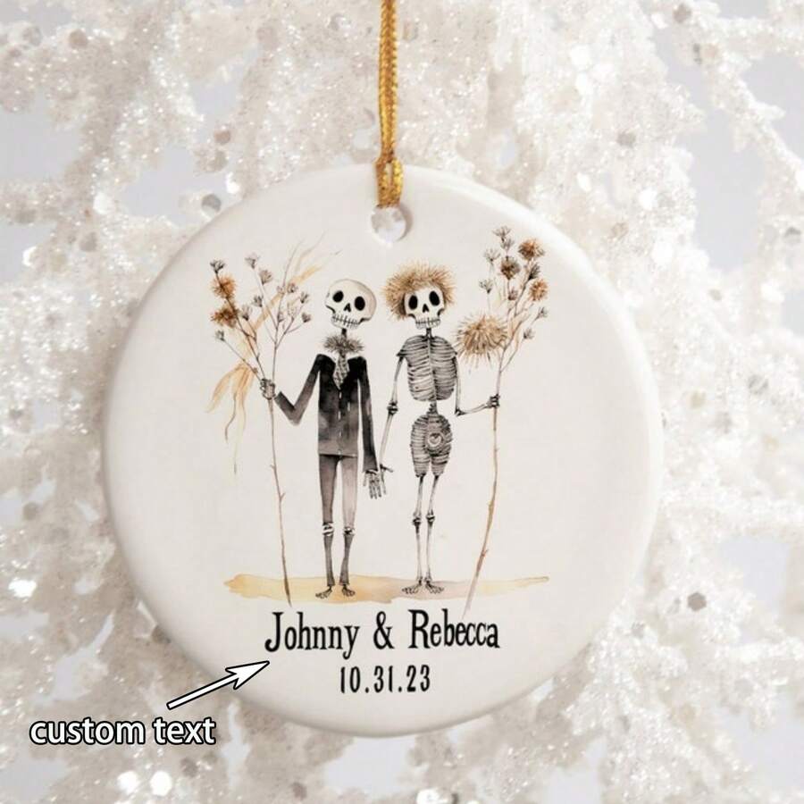 万圣节装饰品，万圣节情侣、夫妻、朋友的礼物，个性化万圣节装饰品，圣诞节装饰品 - 彩色 - 查看 1