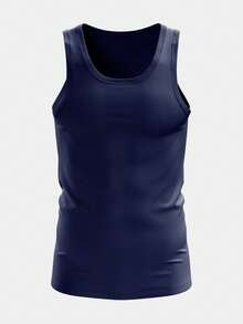 Men's Casual Tank Top Cold Knit Plain PV - Màu xanh hải quân - Xem 1