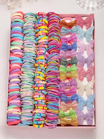 167 Stücke buntes Haargummi-Set für Mädchen, süße Schmetterling Haarclips, Haarschmuck, Haarbänder, Haardekorationen für Mädchen