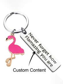 定制火烈鸟钥匙扣，万圣节、父亲节、母亲节、情人节、圣诞节、家庭纪念品的独特礼物，不锈钢 - 火烈鳥長條 - 查看 10