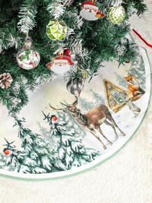 1Pc Christmas Tree Skirt, Christmas Tree Reindeer Design Christmas Tree Mat, Christmas Decorations, Holiday Festive Party Decorations, Christmas Tree Decorations, Home Decor, Xmas Decor, Christmas Gift, Christmas Ornament, Living Room Decor, 2026 New Year Decor