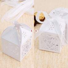 50pz Cajita De Cartón Boda, Dulceros, Favor De Fiesta - Blanco - Ver 2