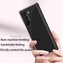 兼容三星 Galaxy Z Fold3/Fold4/Fold5/Fold6，电镀透明折叠盖，三层电镀，无缝密封，全身防摔，极简高级 - 藍色 - 查看 4