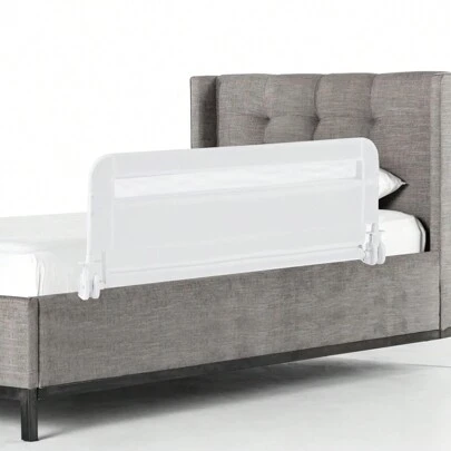 Bed Rail Guard For Toddlers, 100 CM Foldable Baby Bed Rail With Removable & Washable Cover & Strap For Crib, Single, Double, King Size Bed, Swing Down Children Bedrail, White