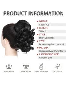 Extension de queue de cheval, queue de cheval à cordon 25 cm, extensions de cheveux de queue de cheval bouclée et ondulée courte, perruque de queue de cheval ondulée naturelle, postiche de cheveux synthétiques pour femmes