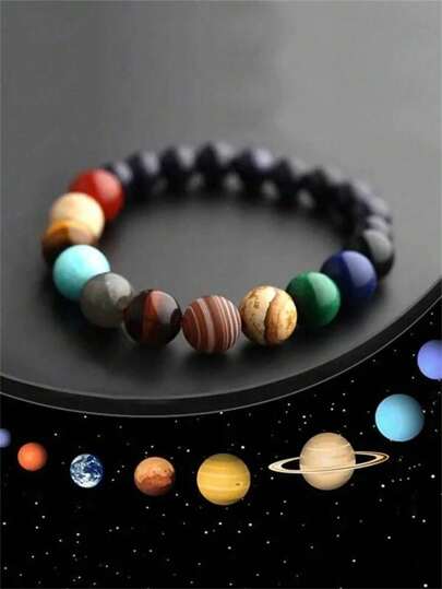 1pc Solar System Planet Beaded Bracelet, Helps Teenagers Understand Planetary Knowledge And Broaden Their Horizons