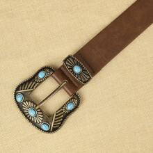 Cinto feminino de couro sintético marrom com fivela de contas, estilo boêmio, adequado para uso casual, festa, uso diário, Halloween, verão, escola, outono, Halloween - Castanho - Ver 3