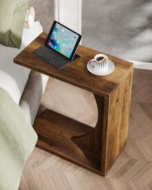 LITTLE TREE Rustic Brown C-Shaped End Table, Small Sofa Side Table Couch Table For Living Room, Bedroom - 質樸棕色 - 查看 4